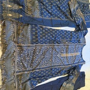 Blue and Gold Patterned Dress